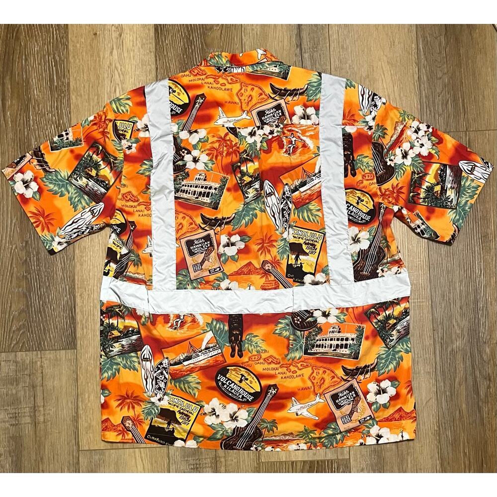 Hawaiian Fridays 2XL Reflective Hawaiian Shirt Safety Class 2 Work USA Made EUC - Picture 5 of 8